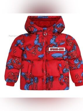 Marvel Spider-Man toddler boys puffer jacket  comic print.size 3T
